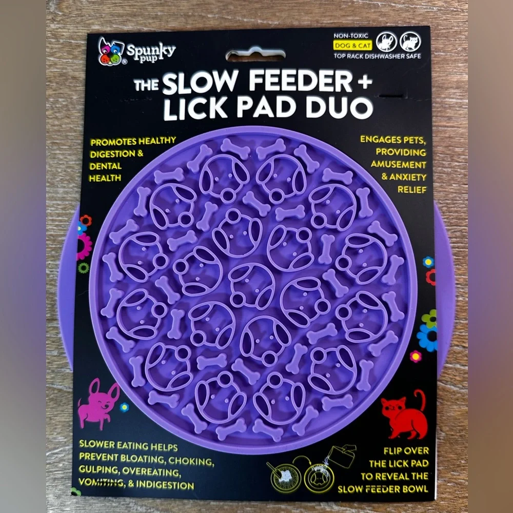 Set of 3 Spunky Pup Slow Feeder and Lick Pad Duo Dogs & Cats